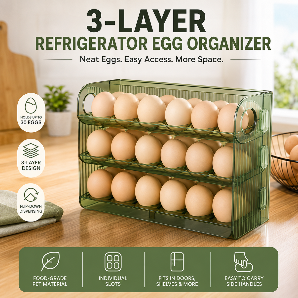 Multi-Layer Refrigerator Egg Organizer