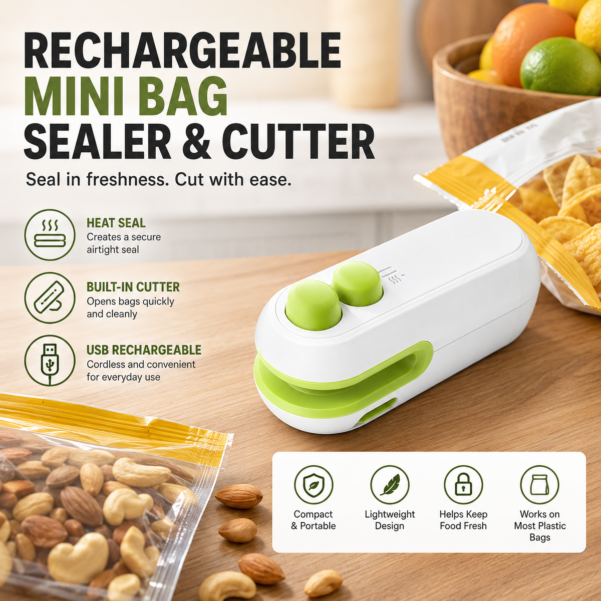 Rechargeable Mini Bag Sealer & Cutter