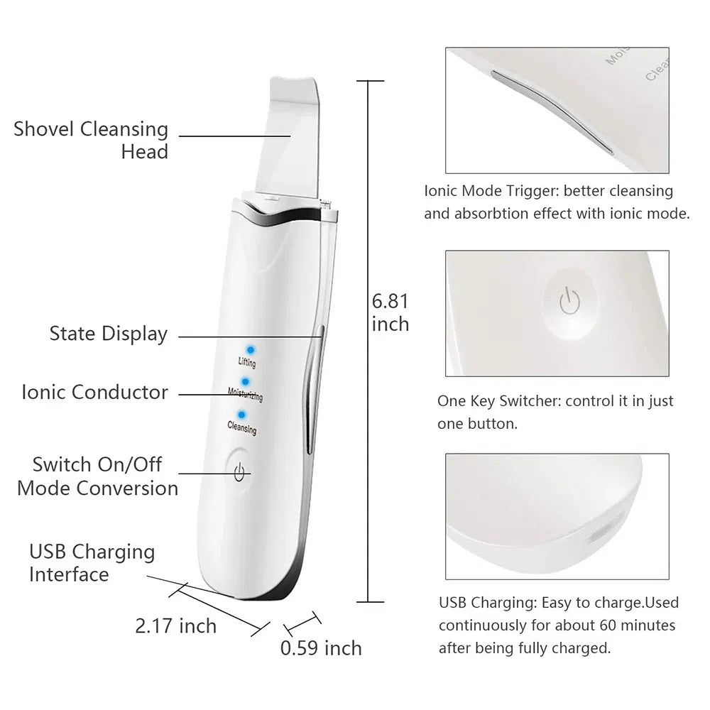 PoreGlow Ultrasonic Skin Scrubber for Deep Facial Cleansing